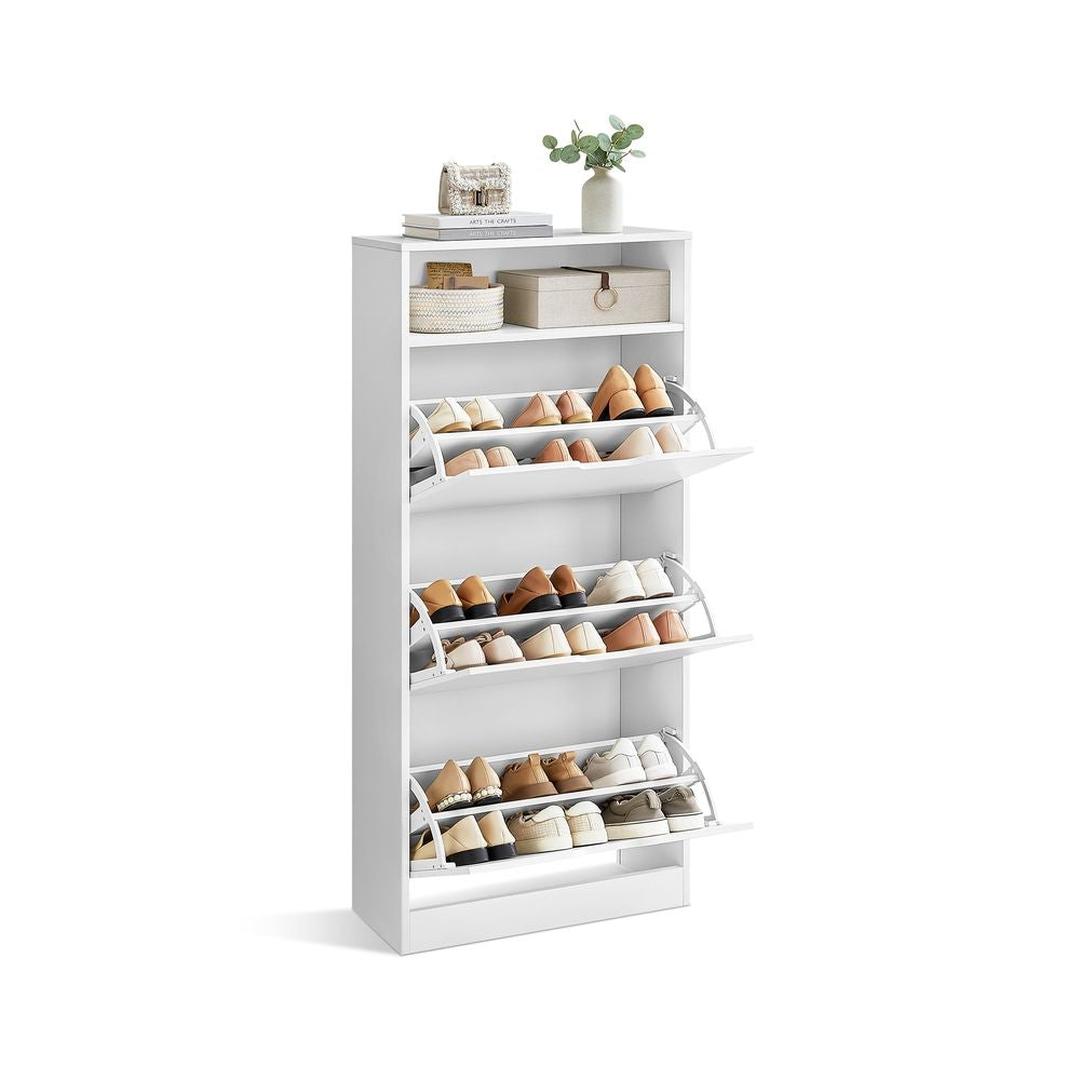 Schoenenkast met Open Vak en Verstelbare Vakken – Opbergkast voor 14–18 Paar Schoenen in Vintage Bruin