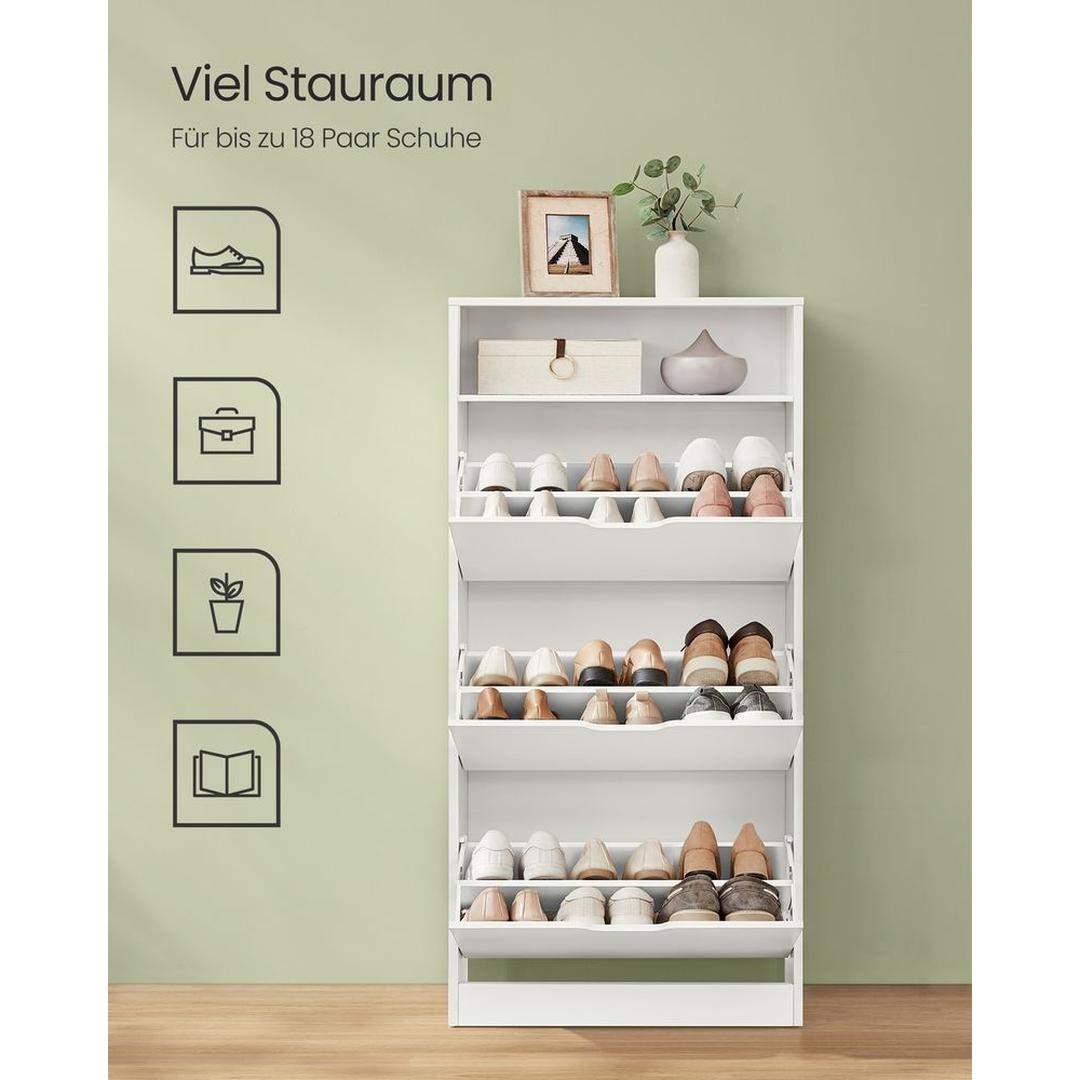 Schoenenkast met Open Vak en Verstelbare Vakken – Opbergkast voor 14–18 Paar Schoenen in Vintage Bruin