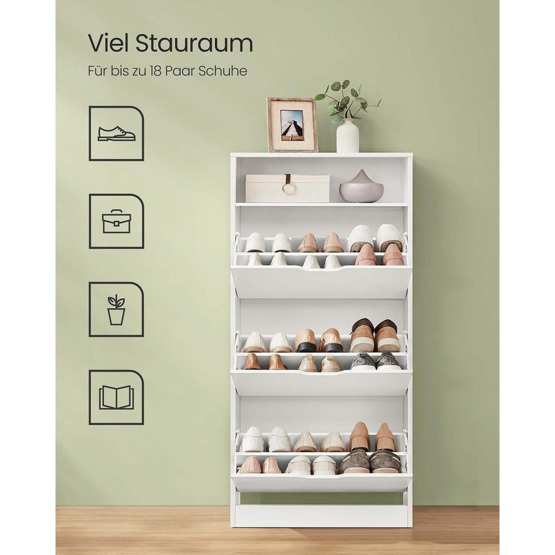 Schoenenkast voor 14–18 paar schoenen – smal en hoog model, verstelbare indeling, 60 cm breed