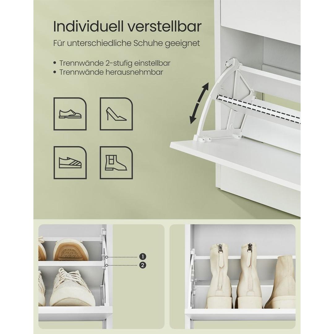 Schoenenkast met Open Vak en Verstelbare Vakken – Opbergkast voor 14–18 Paar Schoenen in Vintage Bruin