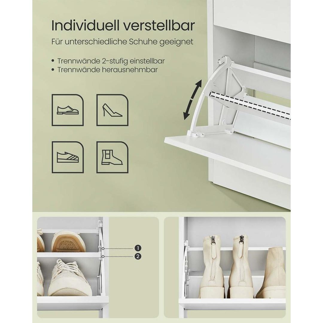 Schoenenkast voor 14–18 paar schoenen – smal en hoog model, verstelbare indeling, 60 cm breed
