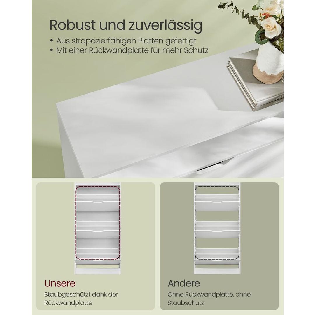 Schoenenkast met Open Vak en Verstelbare Vakken – Opbergkast voor 14–18 Paar Schoenen in Vintage Bruin