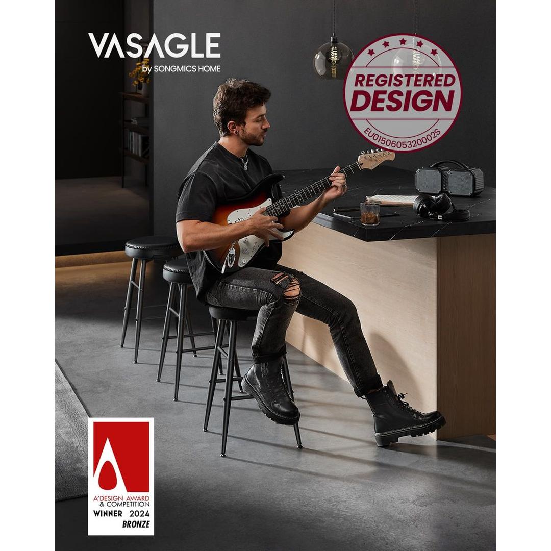 Set van 2 Barkrukken – 63 cm Hoog – Eenvoudige Montage – Comfortabele Krukken voor Keuken of Bar