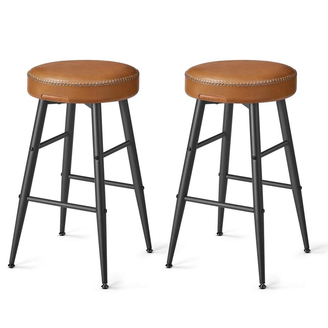 Set van 2 Barkrukken – 63 cm Hoog – Eenvoudige Montage – Comfortabele Krukken voor Keuken of Bar