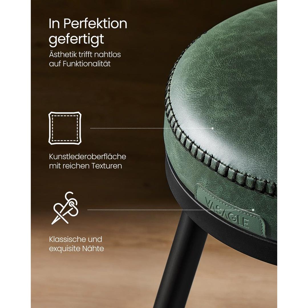 2-delige Set Barkrukken – Draaibaar 360° – Kunstlederen Zitting – Industrieel Ontwerp