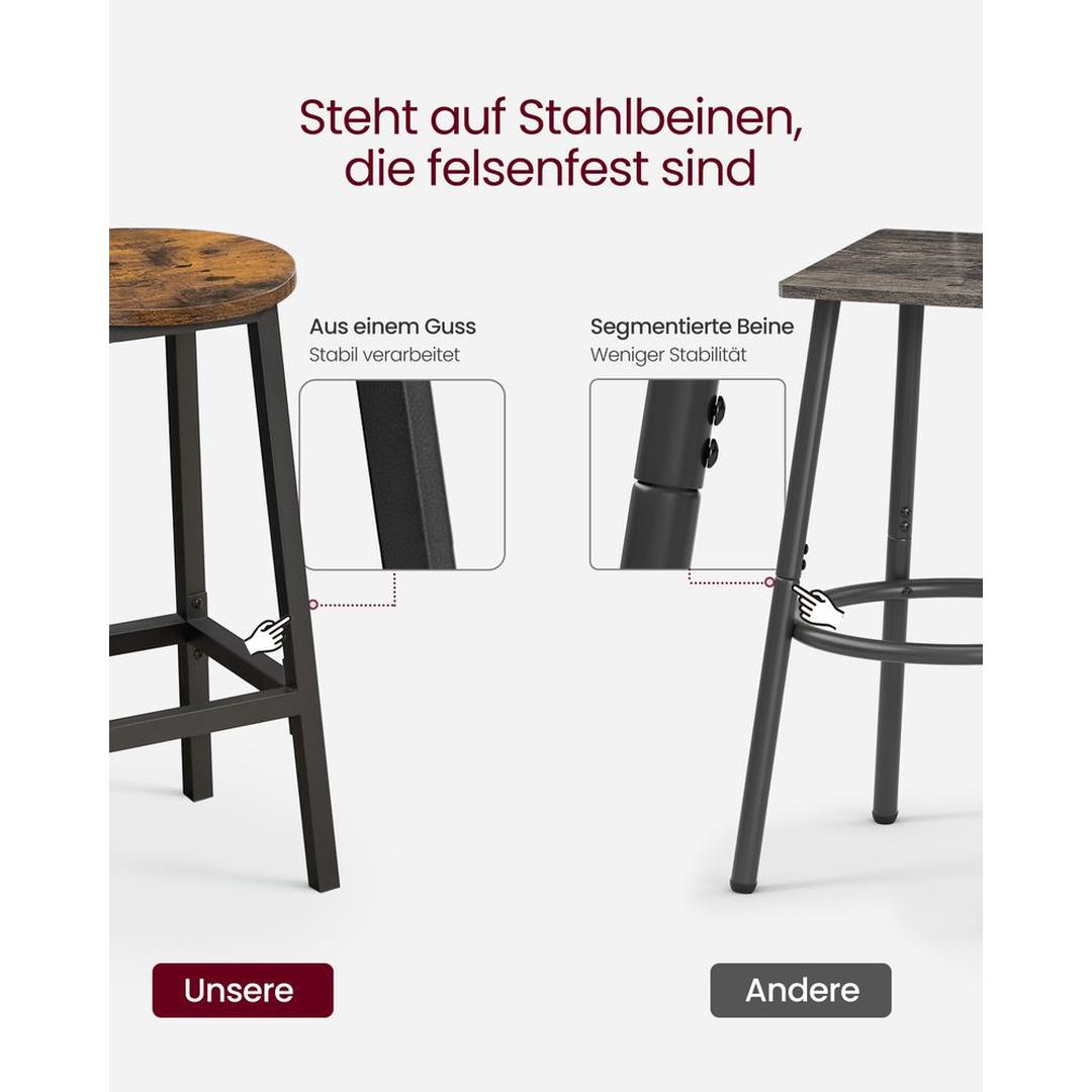 Set Barkrukken met Stalen Onderstel – Stevige Zitkrukken voor Keuken, Bar of Eettafel