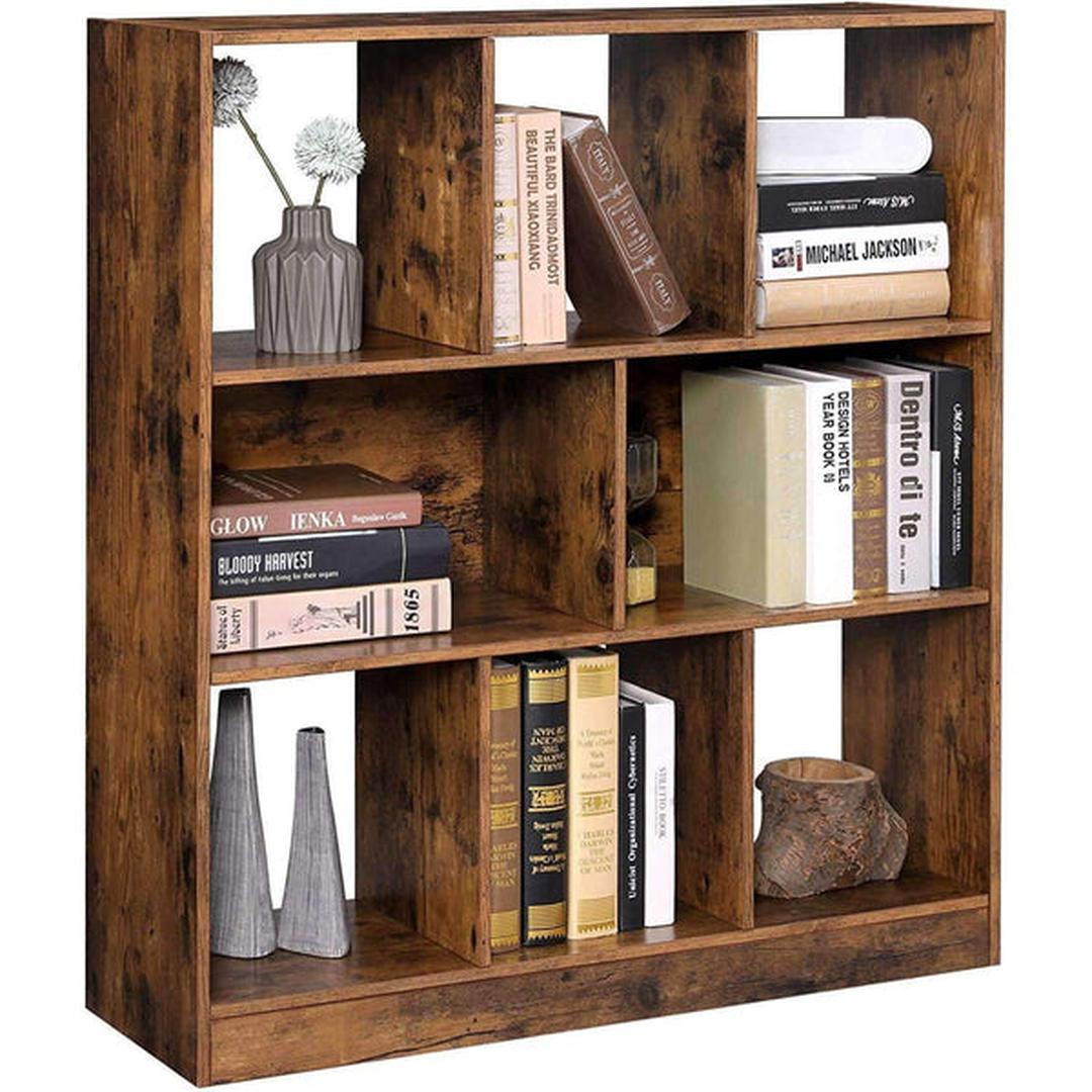 Boekenkast met Open Vakken – Vintage Opbergkast/Wandkast met Achterpaneel, ca. 100 × 30 × 100 cm