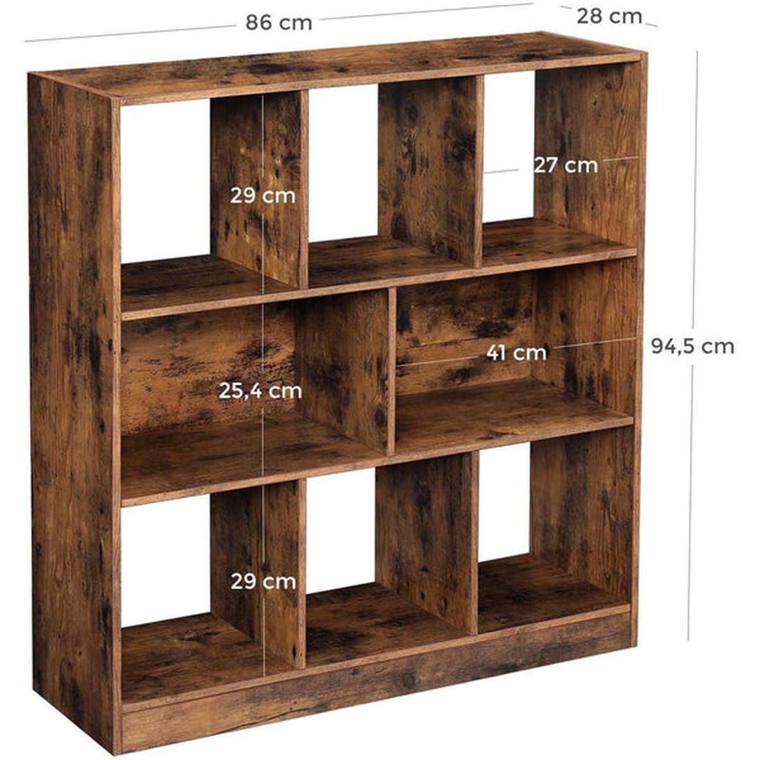 Boekenkast met Open Vakken – Vintage Opbergkast/Wandkast met Achterpaneel, ca. 100 × 30 × 100 cm