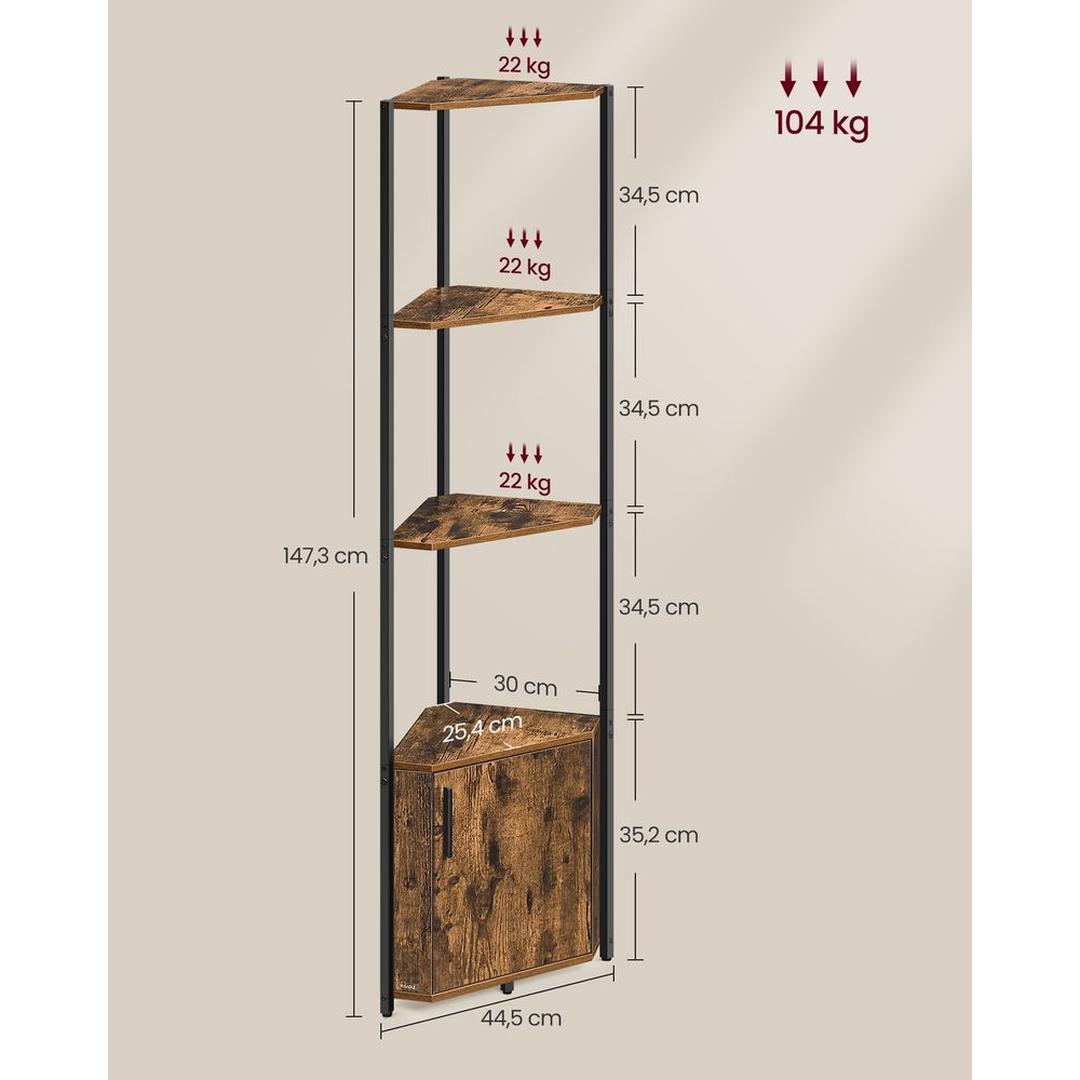 Hoekrek met 5 Legplanken – Ruimtebesparende Opbergkast voor Woonkamer, Badkamer of Keuken