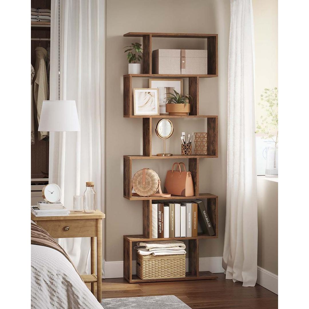 Vrijstaande Boekenkast met 6 Legplanken – Open Opbergkast voor Woonkamer, Kantoor of Slaapkamer