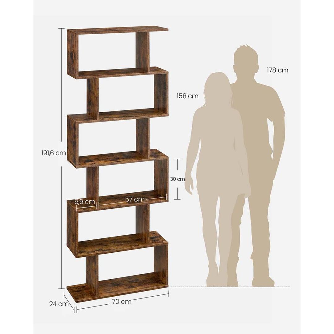 Vrijstaande Boekenkast met 6 Legplanken – Open Opbergkast voor Woonkamer, Kantoor of Slaapkamer