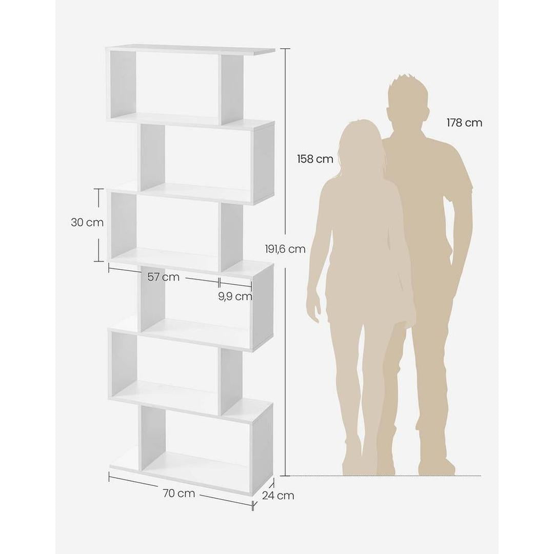 Vrijstaande Boekenkast met 6 Legplanken – Open Opbergkast voor Woonkamer, Kantoor of Slaapkamer