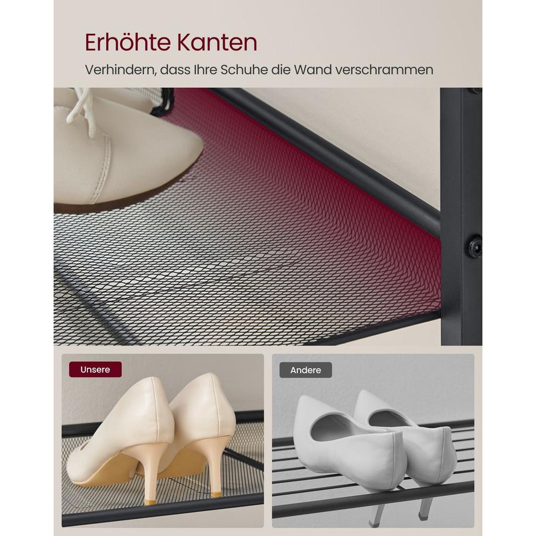 Industriële Schoenenkast met 5 Opbergniveaus – Open Schoenenrek voor Hal, Slaapkamer of Garderobe