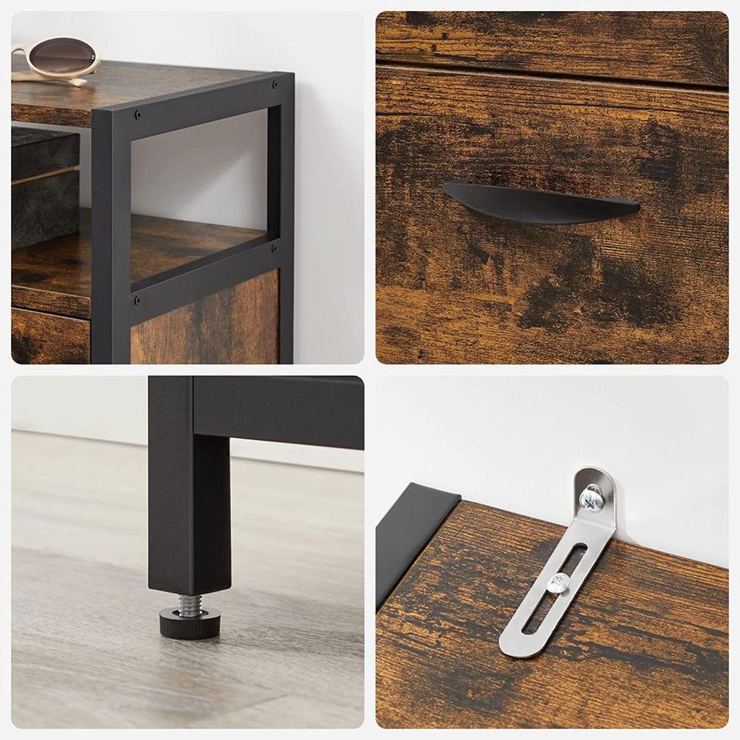 Schoenenkast met 3 Kleppen – Smalle Opbergkast met Verstelbare Vakken en Bovenplank in Industriële Stijl