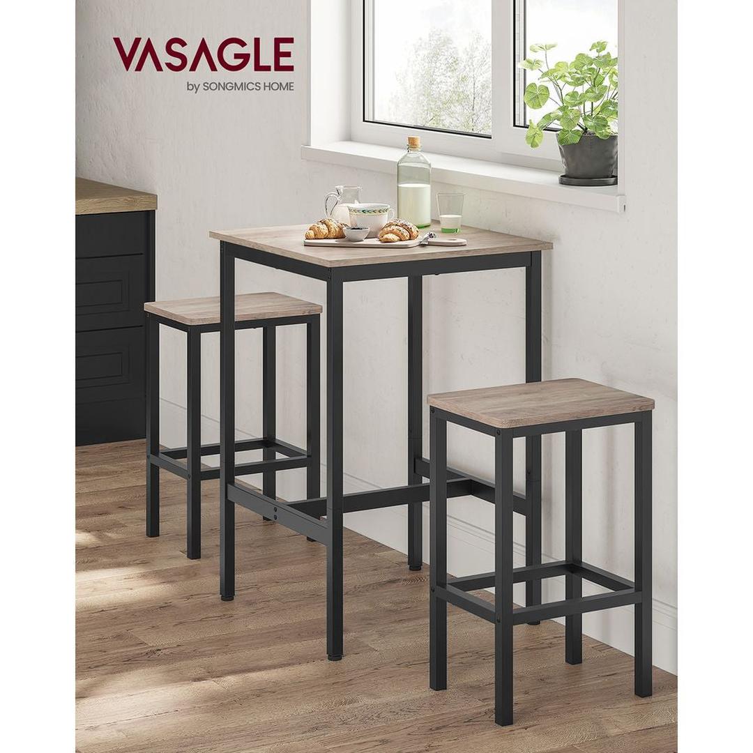Bartafel met Stalen Frame – Vierkante Tafel in Industriële Stijl, 60 × 60 × 92 cm