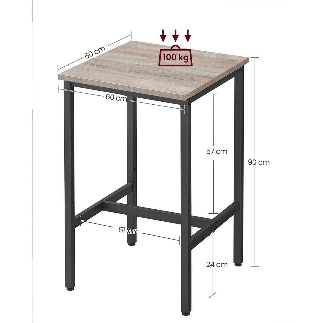 Bartafel met Stalen Frame – Vierkante Tafel in Industriële Stijl, 60 × 60 × 92 cm