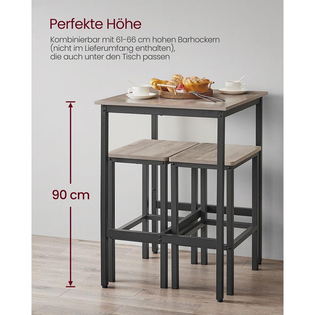 Bartafel met Stalen Frame – Vierkante Tafel in Industriële Stijl, 60 × 60 × 92 cm