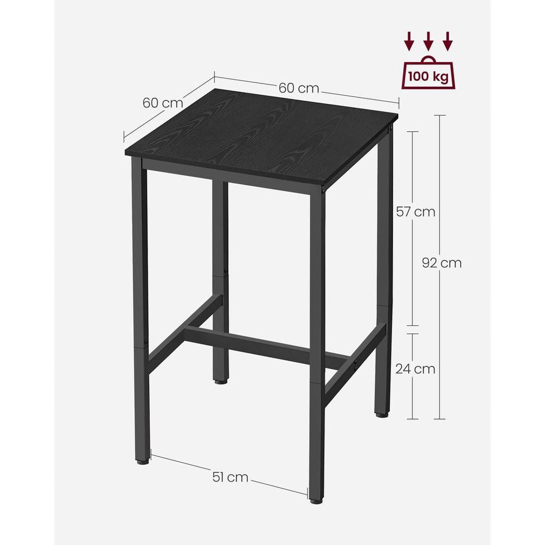 Bartafel met Stalen Frame – Vierkante Tafel in Industriële Stijl, 60 × 60 × 92 cm
