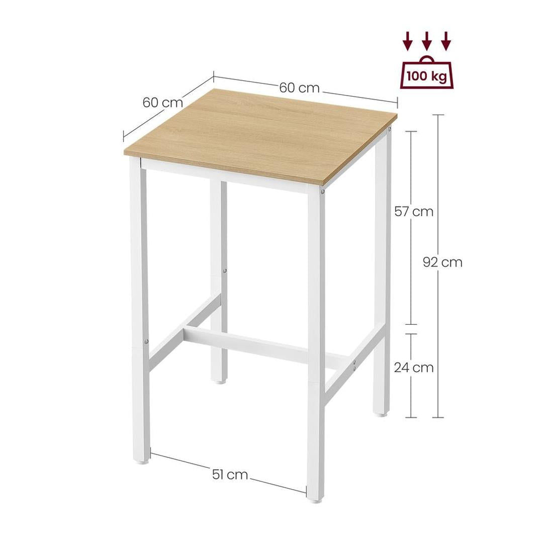 Bartafel met Stalen Frame – Vierkante Tafel in Industriële Stijl, 60 × 60 × 92 cm