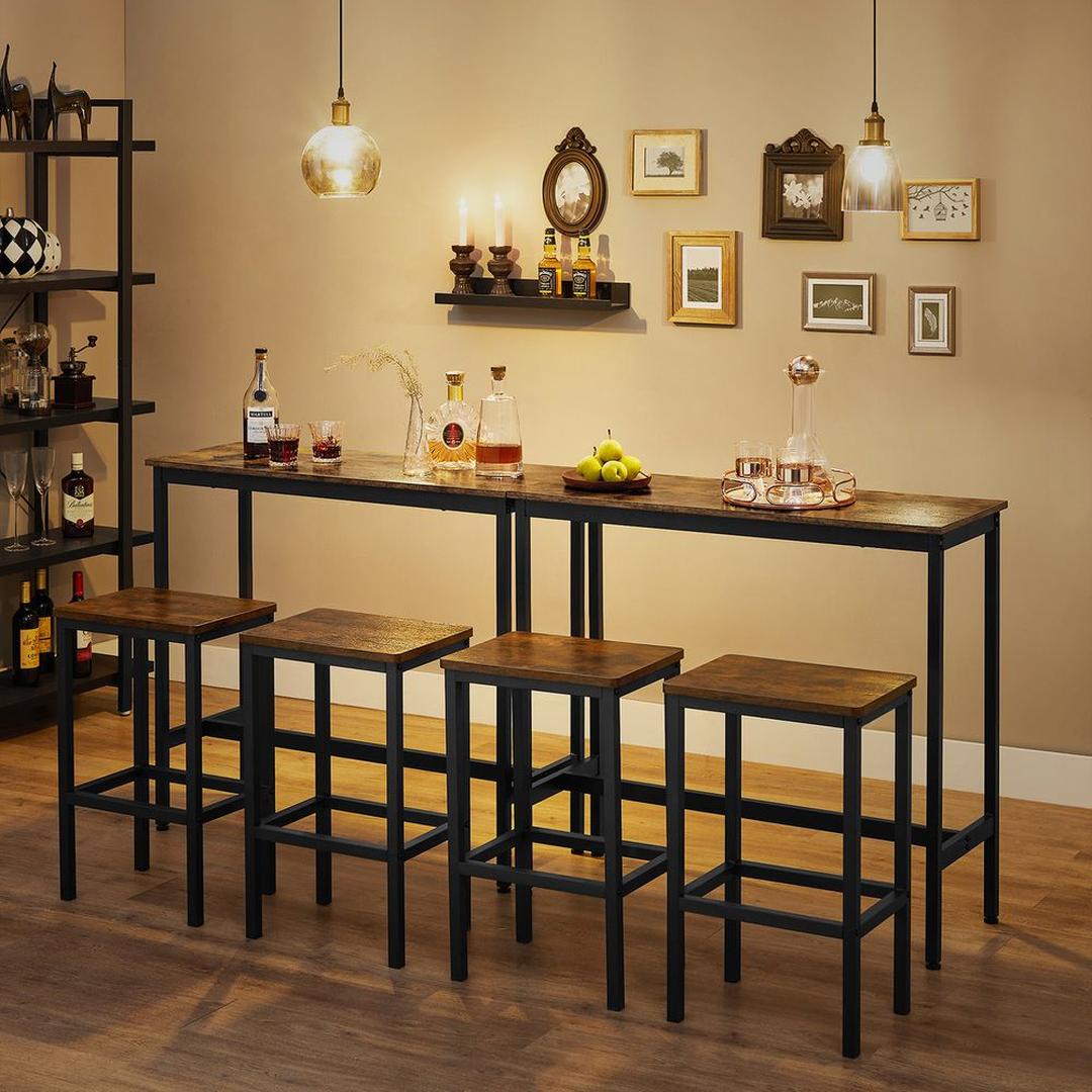 Bartafelset in Industriële Stijl – Hoge Tafel met Krukken voor Keuken, Eetruimte of Bar