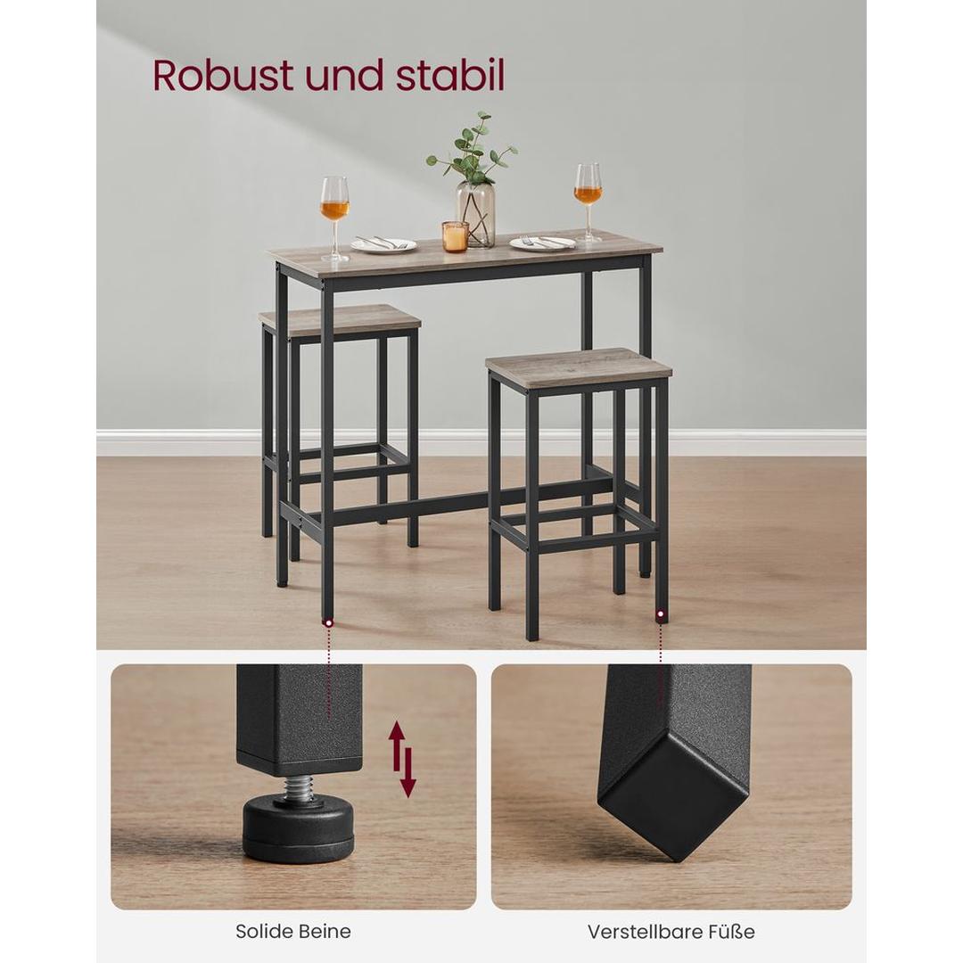 Bartafelset in Industriële Stijl – Hoge Tafel met Krukken voor Keuken, Eetruimte of Bar