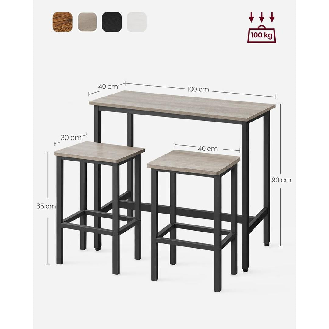 Bartafelset in Industriële Stijl – Hoge Tafel met Krukken voor Keuken, Eetruimte of Bar