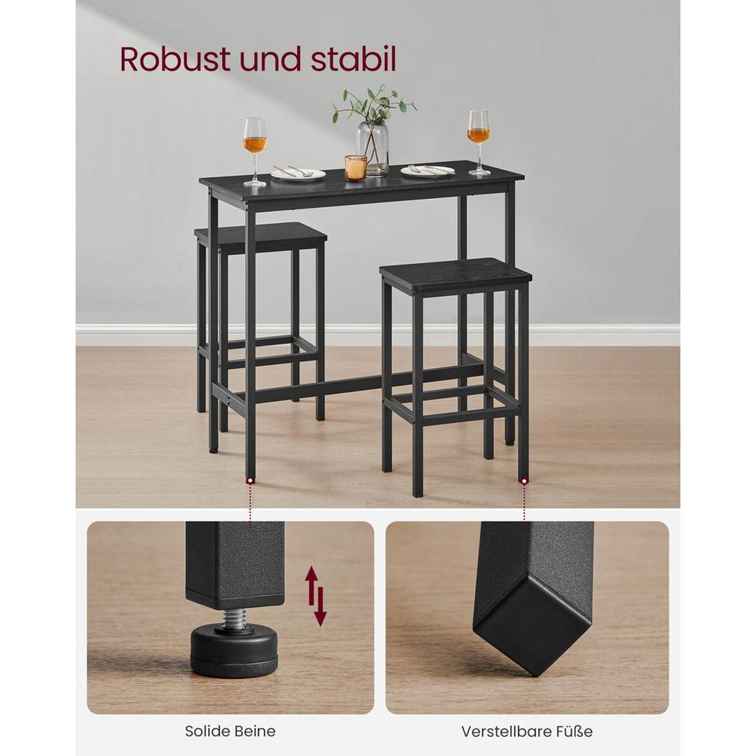 Bartafelset in Industriële Stijl – Hoge Tafel met Krukken voor Keuken, Eetruimte of Bar