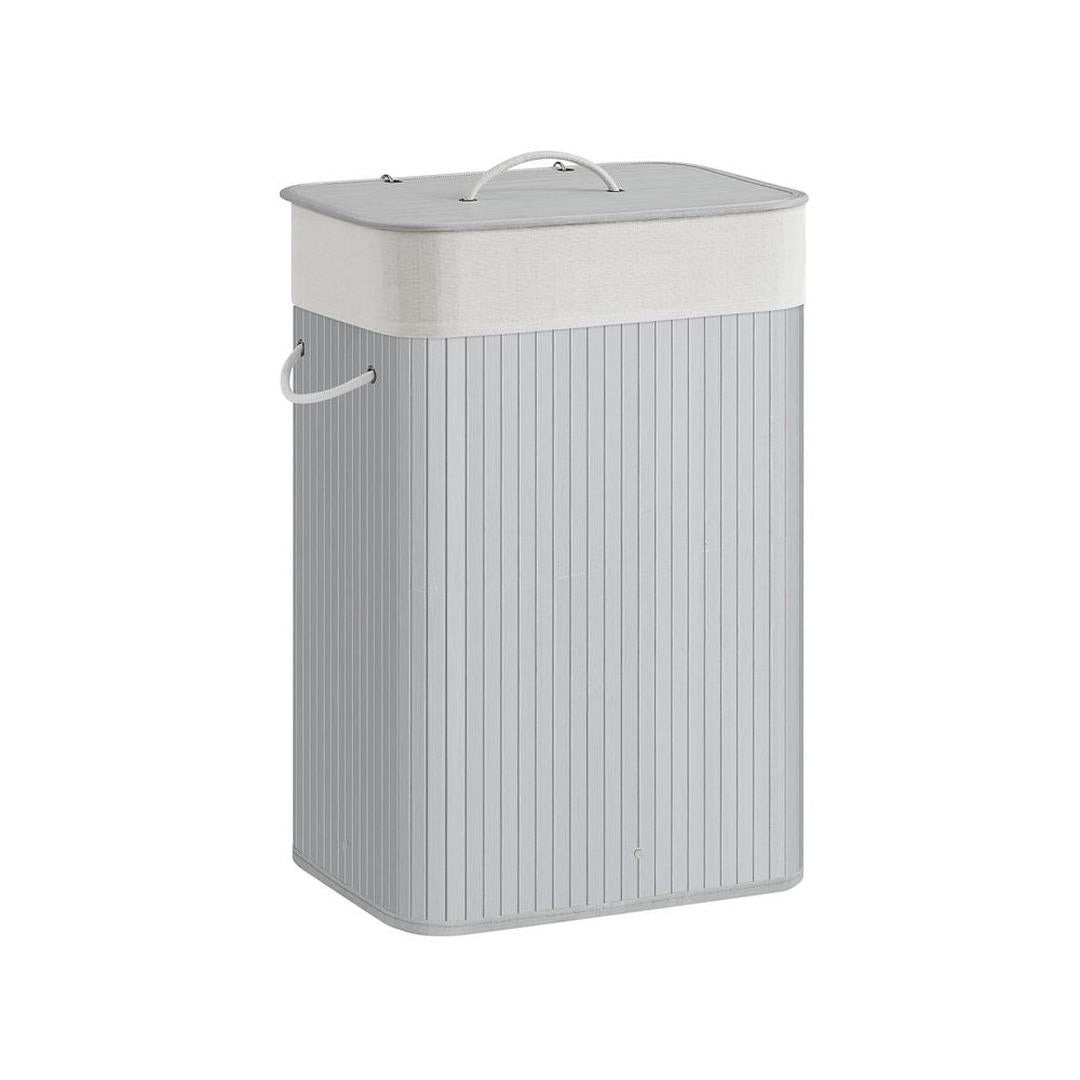 Bamboe Wasmand met Deksel – Opvouwbare Wasbox van 72 L met Uitneembare Waszak