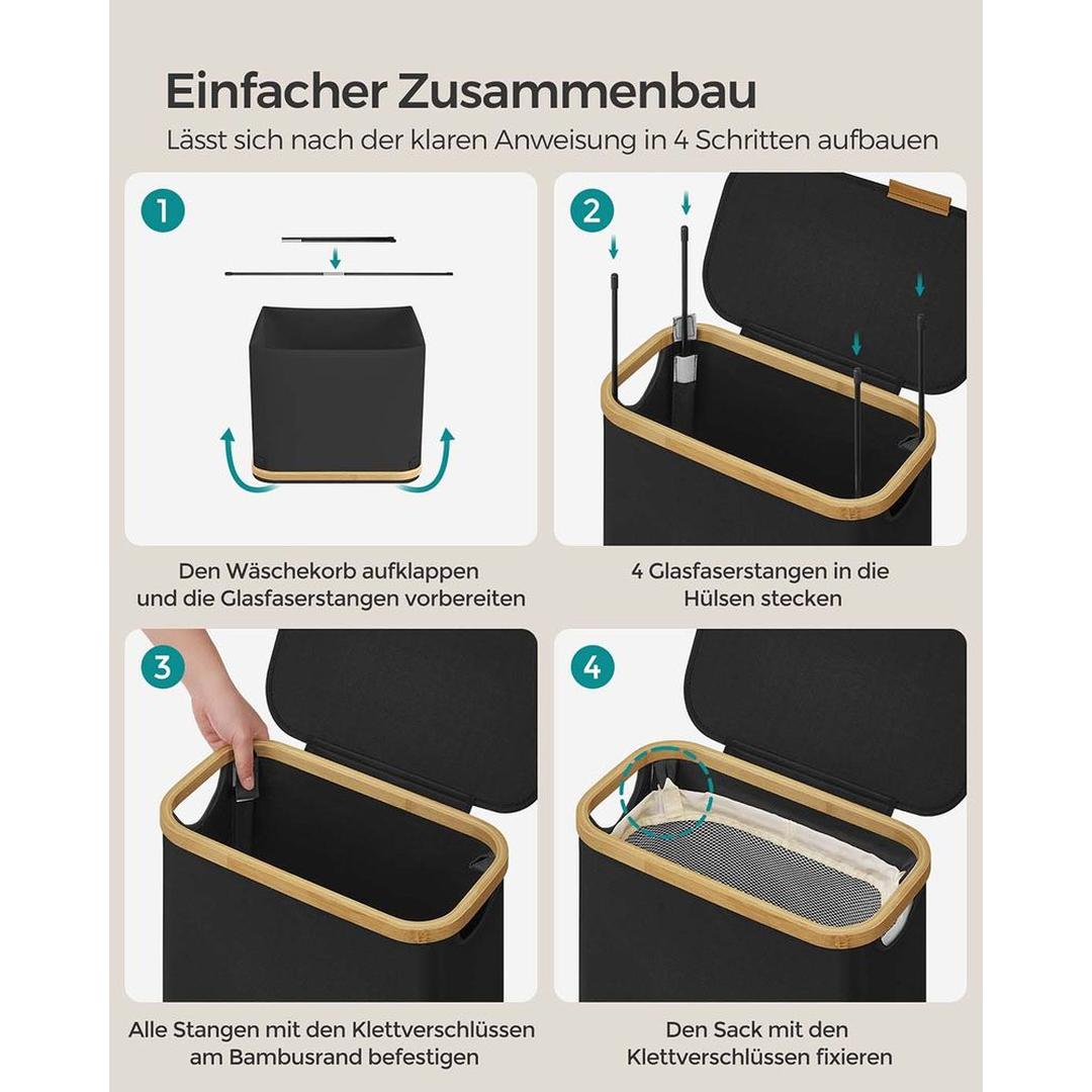 Waskorf met Deksel en Uitneembare Waszak – Verschillende Maten en Kleuren – Opbergmand voor Wasgoed