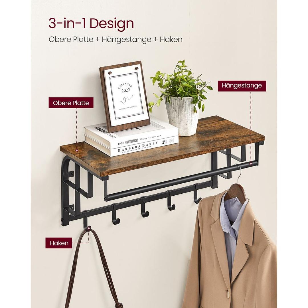 Wandkapstok in Industriële Stijl – Metalen Garderobe voor Hal of Entree