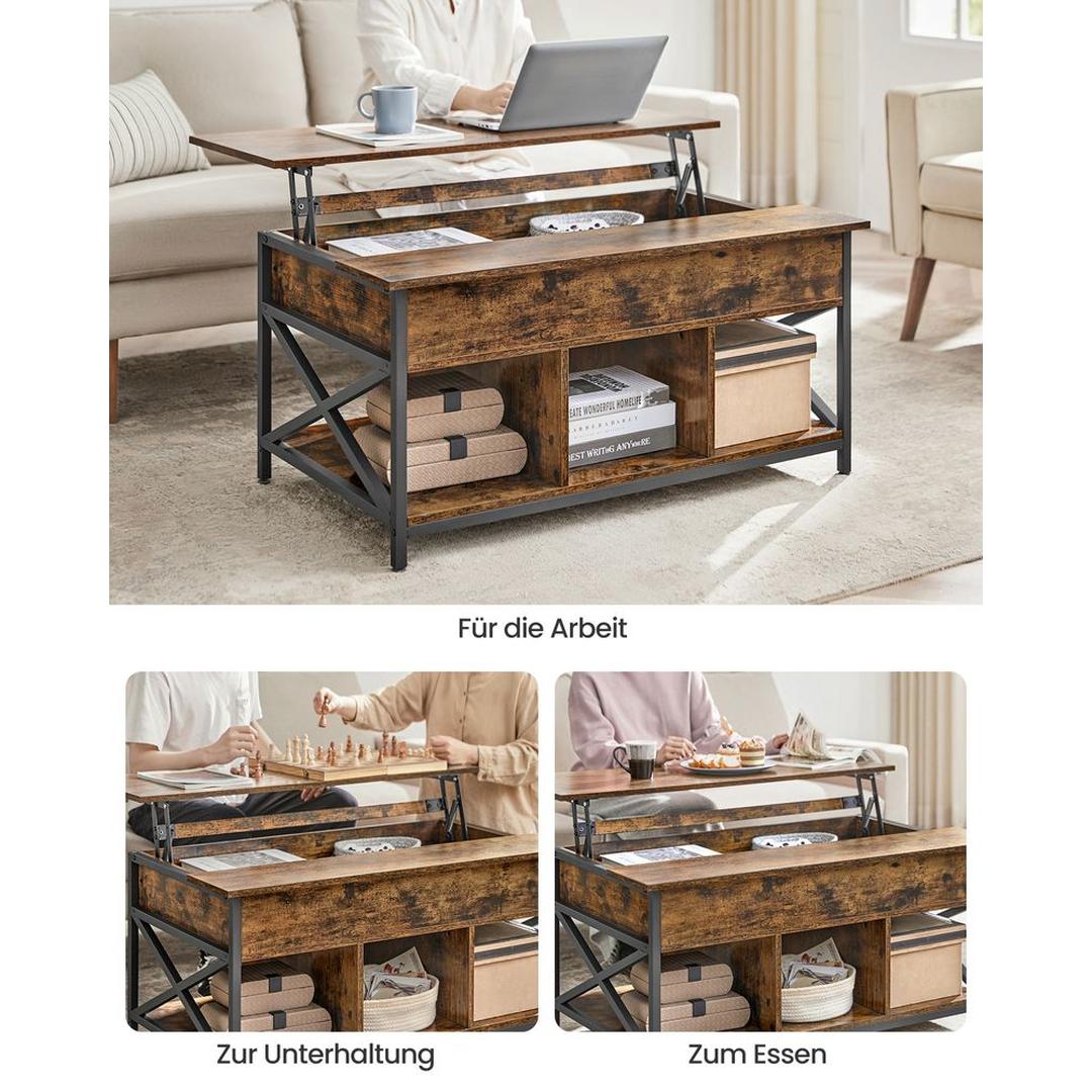 In Hoogte Verstelbare Salontafel 60 × 100 cm – Verstelbaar van 48 tot 62 cm – Praktische Tafel voor Woonkamer