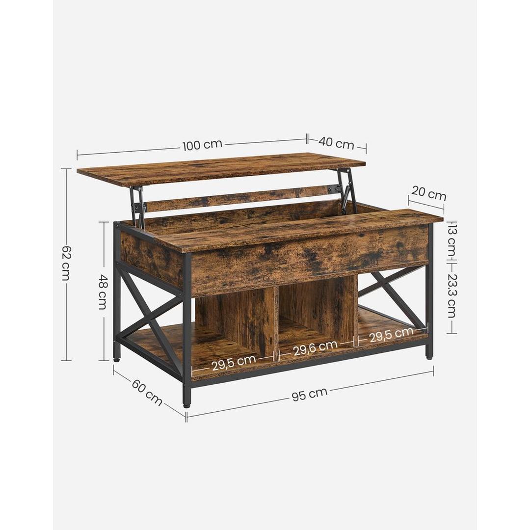 In Hoogte Verstelbare Salontafel 60 × 100 cm – Verstelbaar van 48 tot 62 cm – Praktische Tafel voor Woonkamer