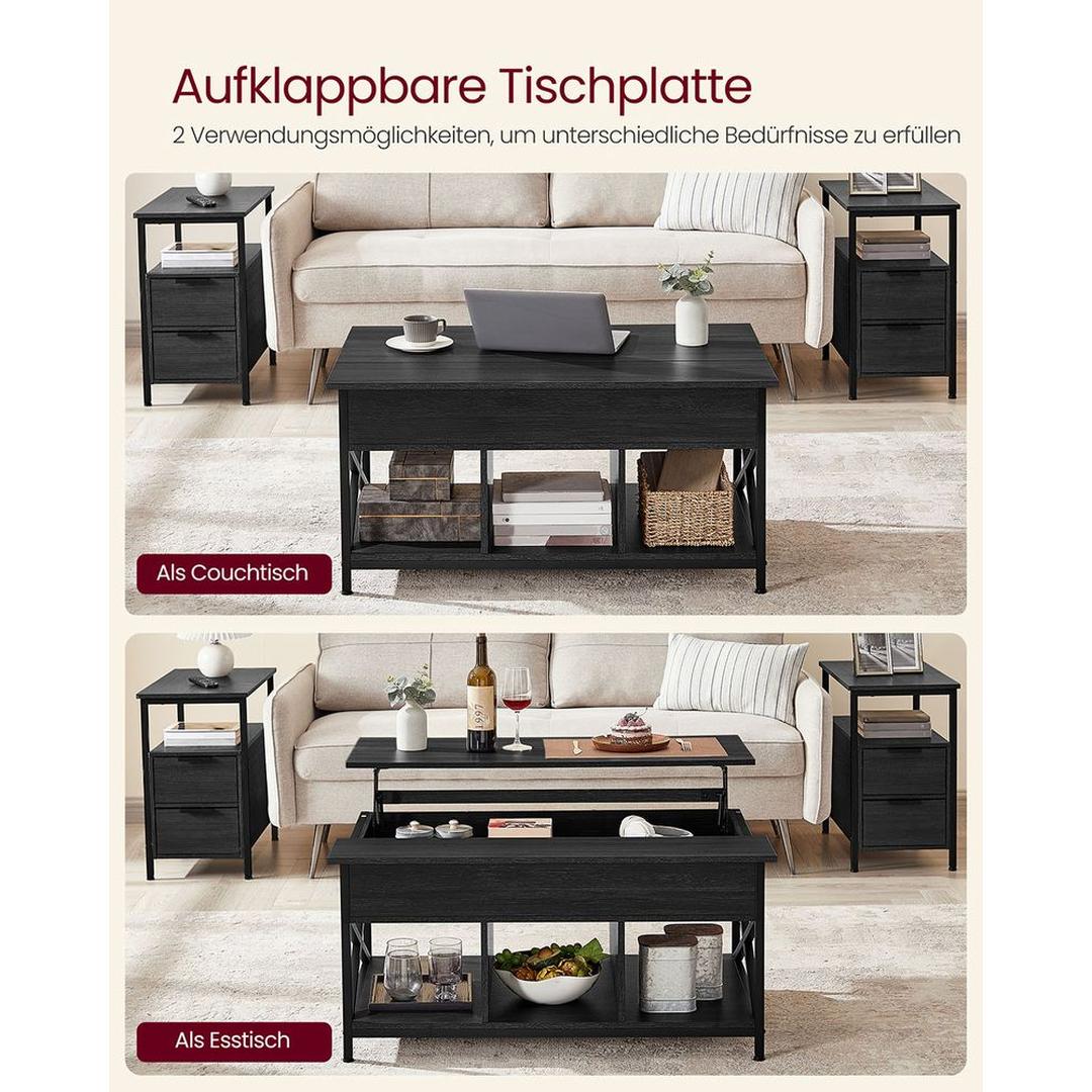 In Hoogte Verstelbare Salontafel 60 × 100 cm – Verstelbaar van 48 tot 62 cm – Praktische Tafel voor Woonkamer