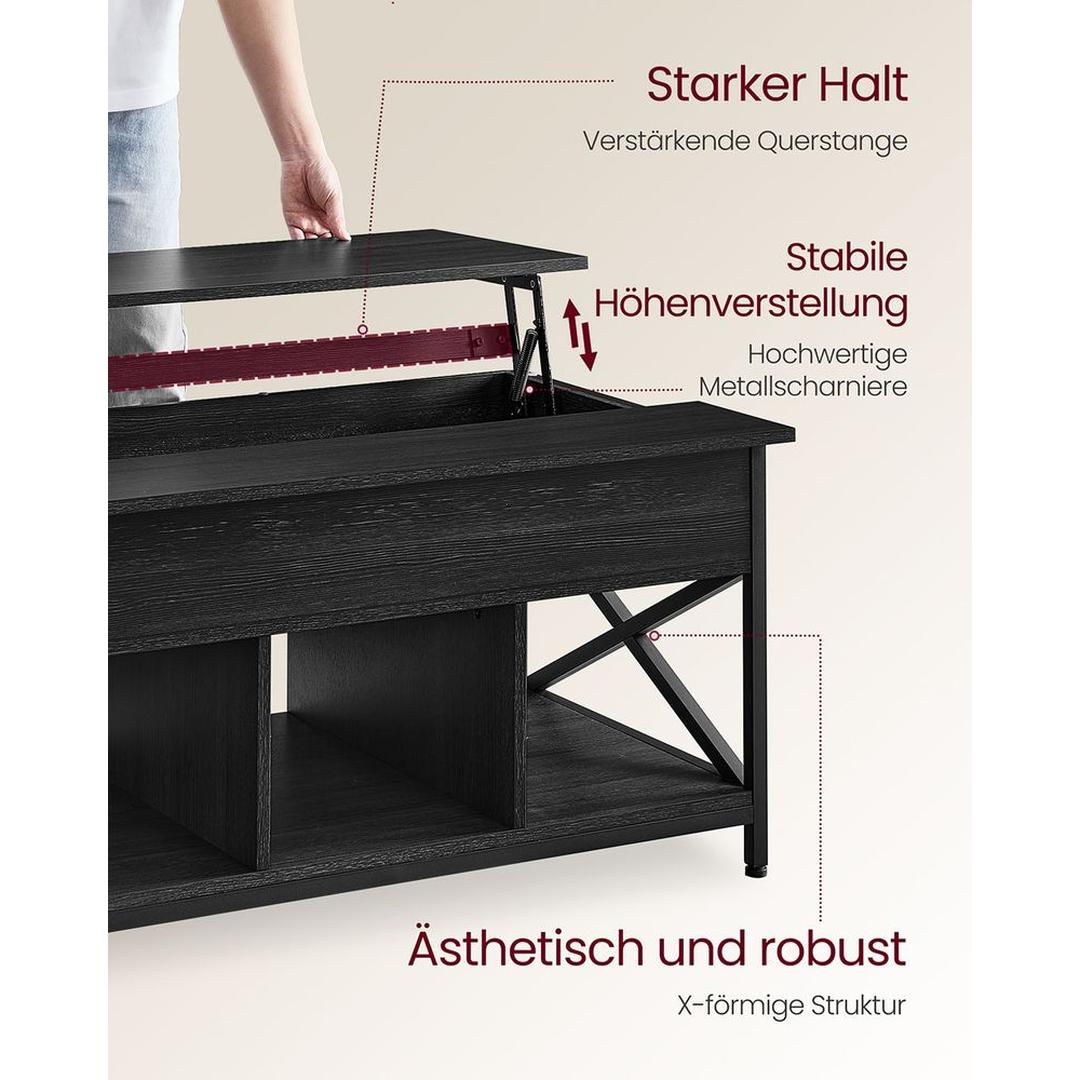 In Hoogte Verstelbare Salontafel 60 × 100 cm – Verstelbaar van 48 tot 62 cm – Praktische Tafel voor Woonkamer