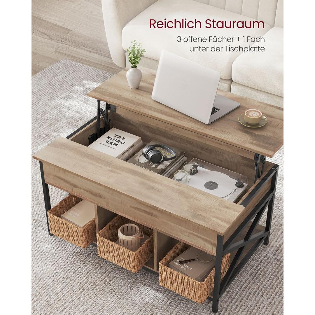 In Hoogte Verstelbare Salontafel 60 × 100 cm – Verstelbaar van 48 tot 62 cm – Praktische Tafel voor Woonkamer