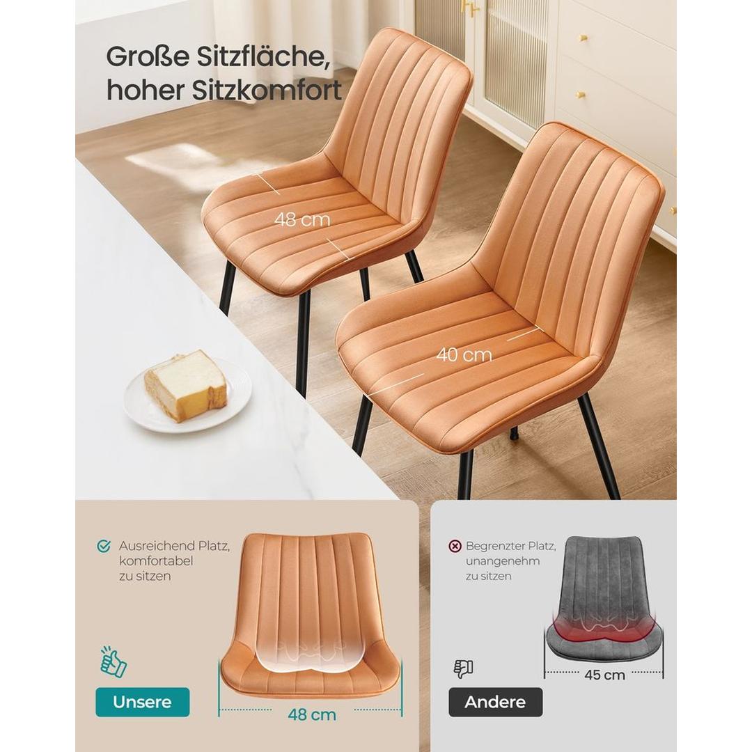 Eetkamerstoelen set van 2 – ergonomisch design, gestoffeerde zitting, stalen poten