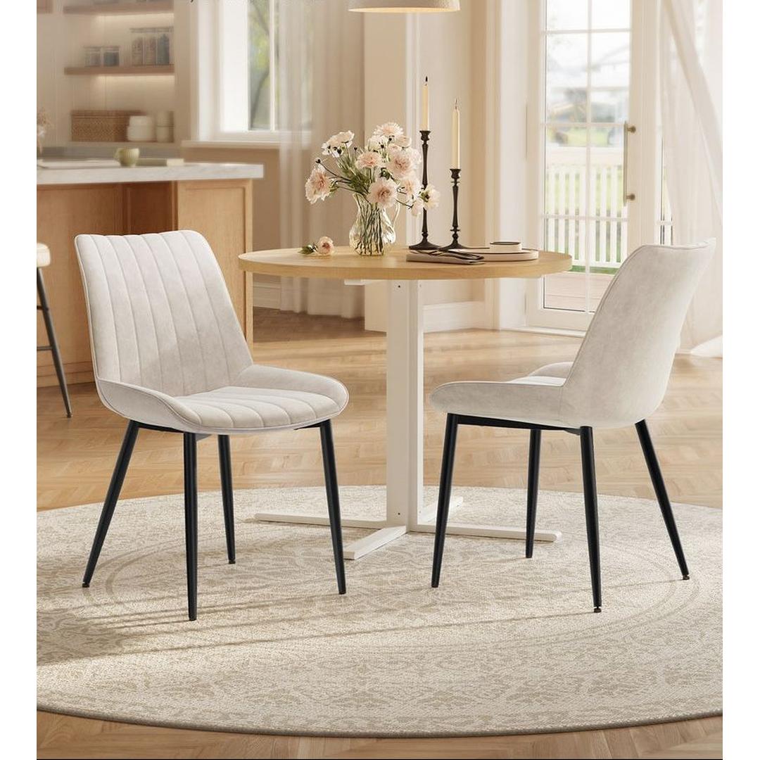 Eetkamerstoelen set van 2 – ergonomisch design, gestoffeerde zitting, stalen poten