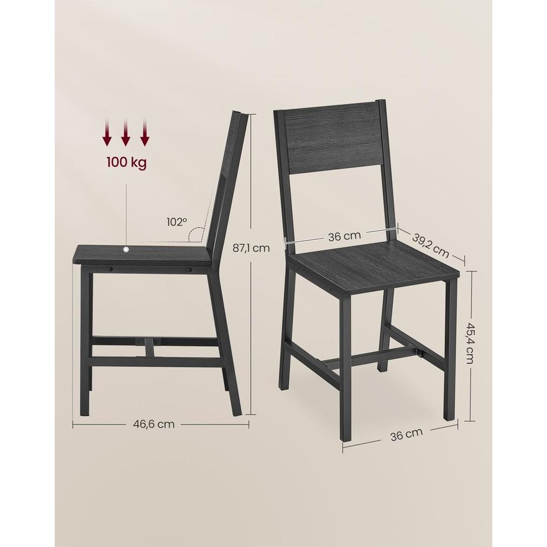 Set van 2 Eetkamerstoelen – Comfortabele Stoelen voor Eetkamer of Keuken