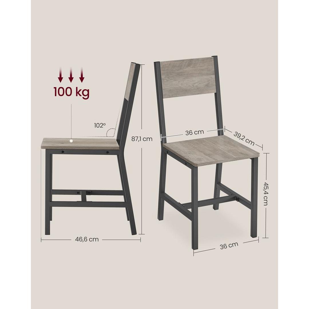 Set van 2 Eetkamerstoelen – Comfortabele Stoelen voor Eetkamer of Keuken
