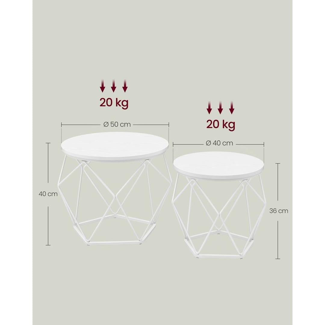 Set van 2 Salontafels – Compacte Bijzettafels voor Woonkamer of Zithoek