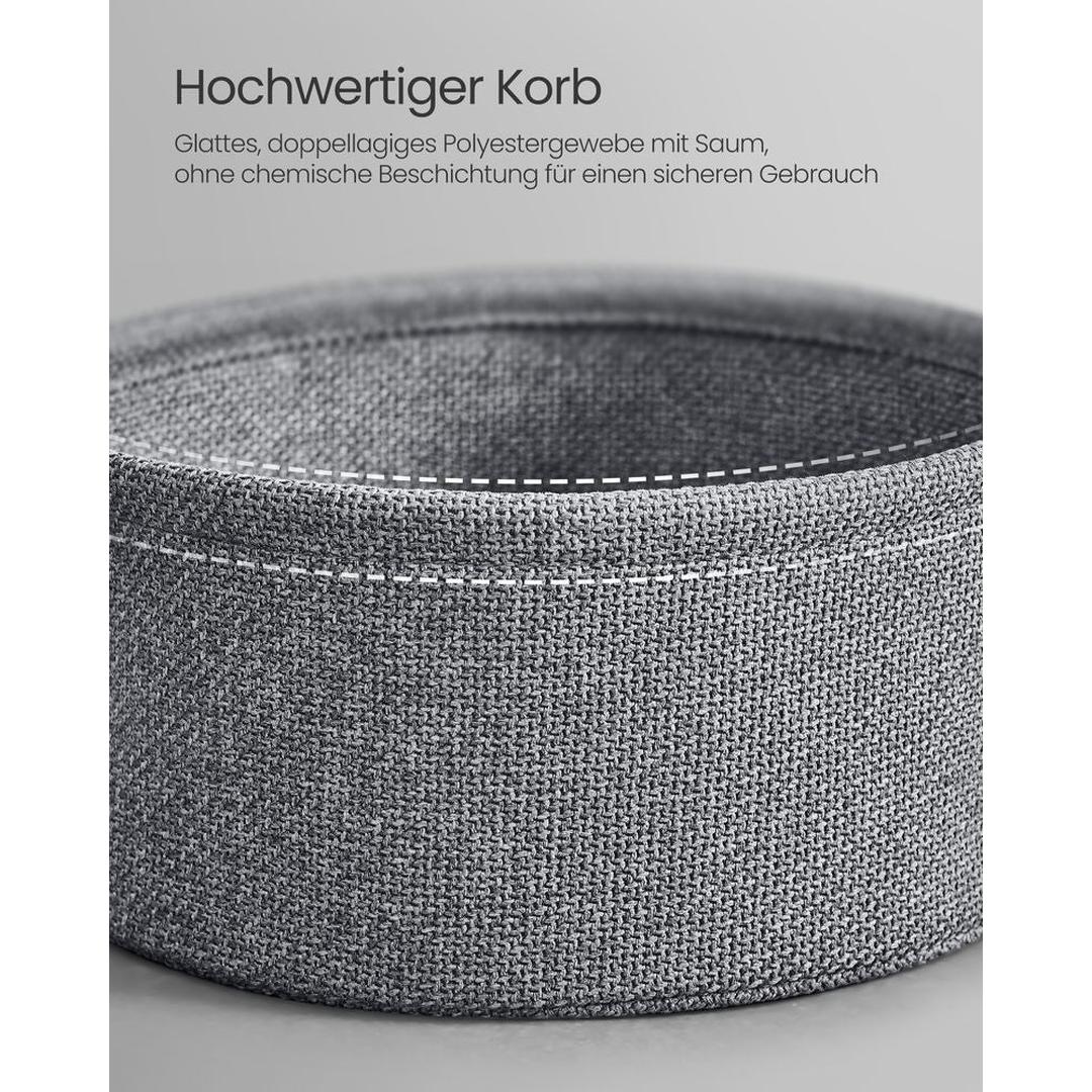 Ronde Bijzettafel met Stoffen Opbergmand – Praktische Tafel met Extra Opbergruimte voor Woonkamer of Slaapkamer