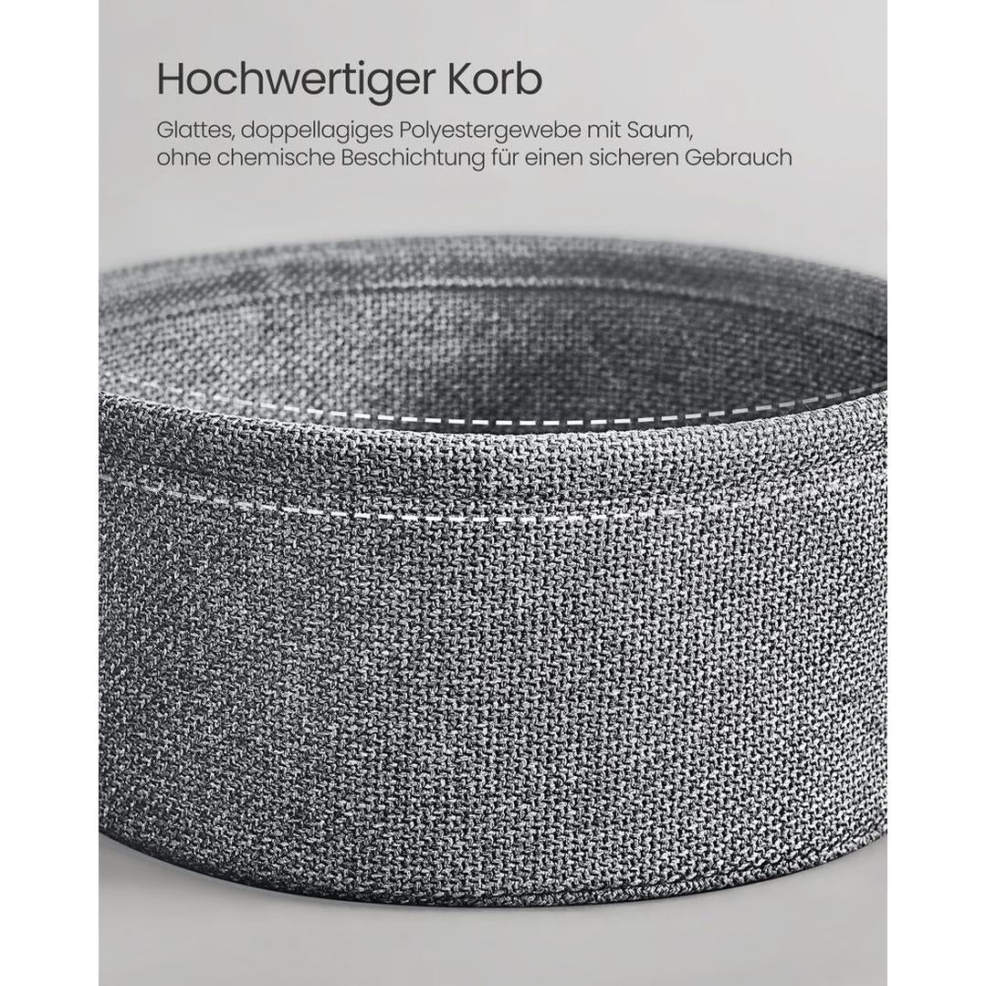 Ronde Bijzettafel met Stoffen Opbergmand – Praktische Tafel met Extra Opbergruimte voor Woonkamer of Slaapkamer