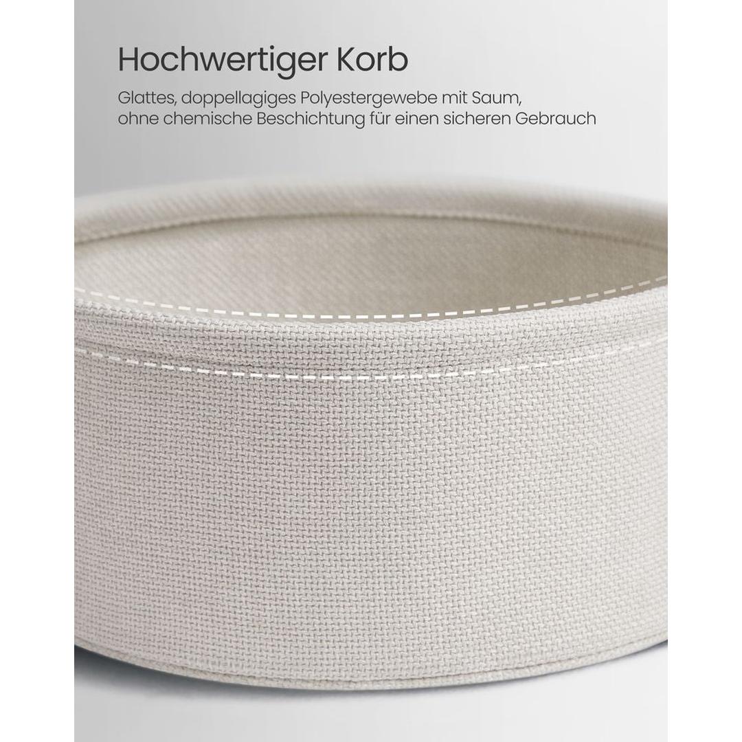 Ronde Bijzettafel met Stoffen Opbergmand – Praktische Tafel met Extra Opbergruimte voor Woonkamer of Slaapkamer