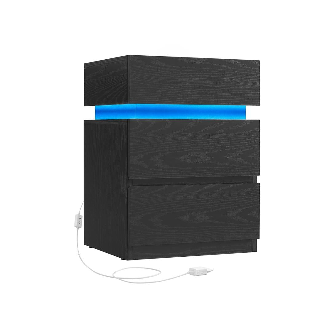 Nachtkastje met LED-Verlichting en 3 Lades – Praktisch Bedmeubel met Opbergruimte voor Slaapkamer