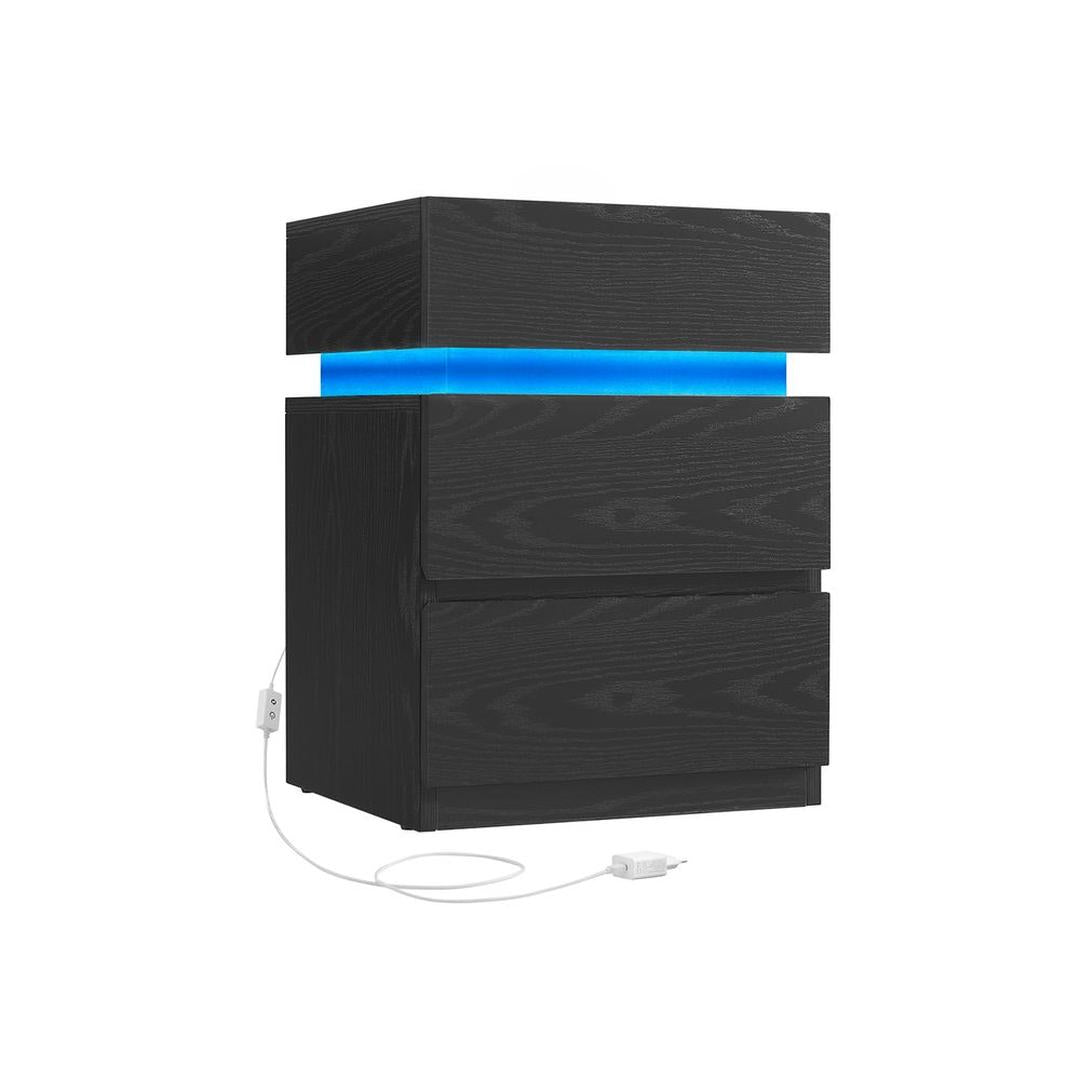 Nachtkastje met LED-Verlichting en 3 Lades – Praktisch Bedmeubel met Opbergruimte voor Slaapkamer