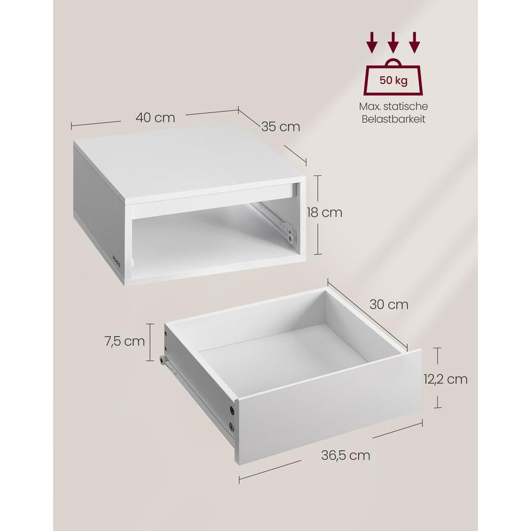 Hangend Nachtkastje met Verlichting in 3 Lichtkleuren – Wandgemonteerd Bedmeubel voor Slaapkamer