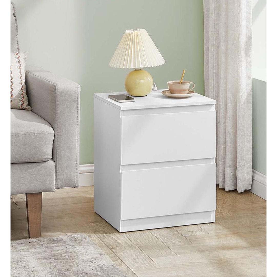 Nachtkastje met Stopcontact en USB-A/USB-C – 2 Lades – Praktisch Bedmeubel met Oplaadmogelijkheid