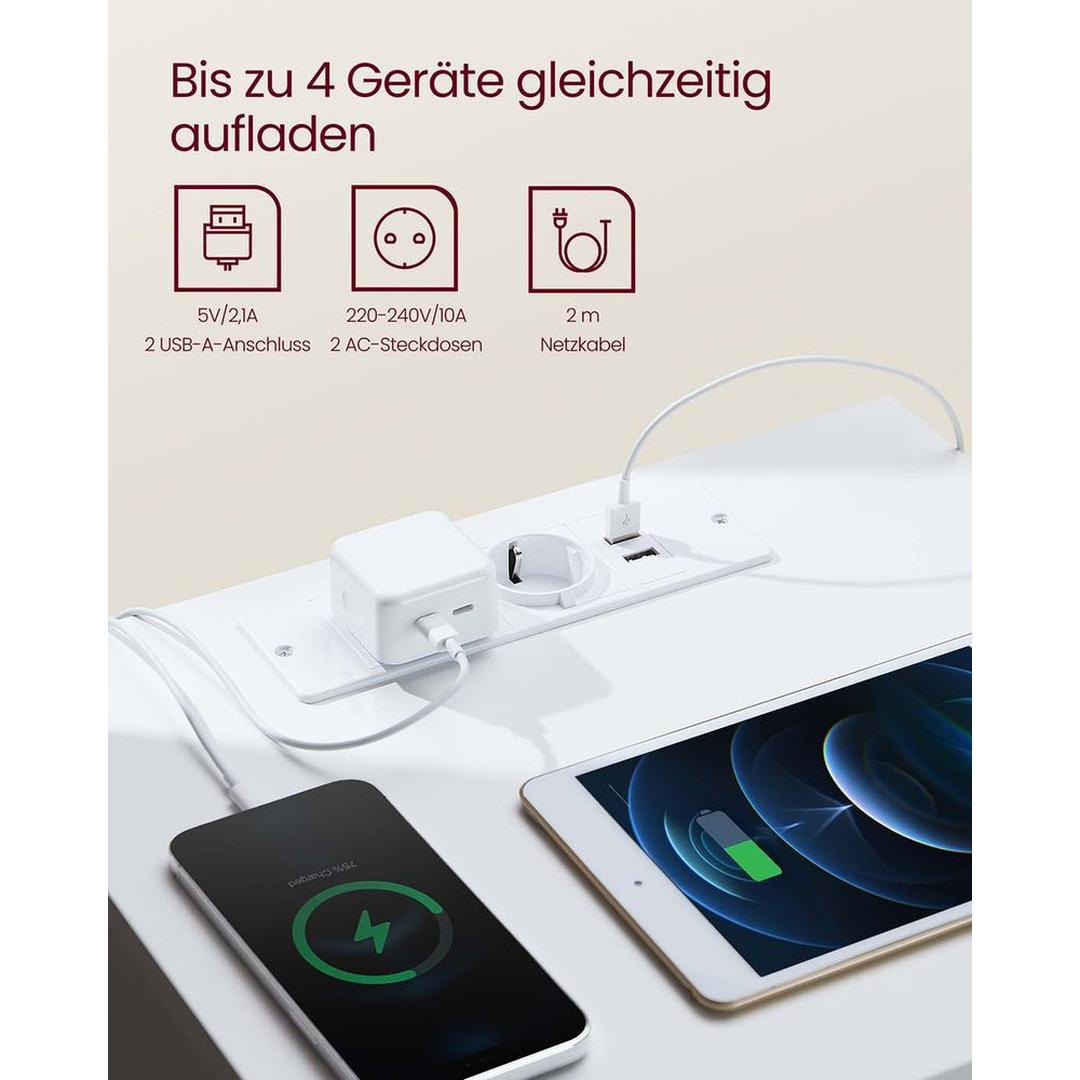 Nachtkastje met Stopcontact en USB-A/USB-C – 2 Lades – Praktisch Bedmeubel met Oplaadmogelijkheid