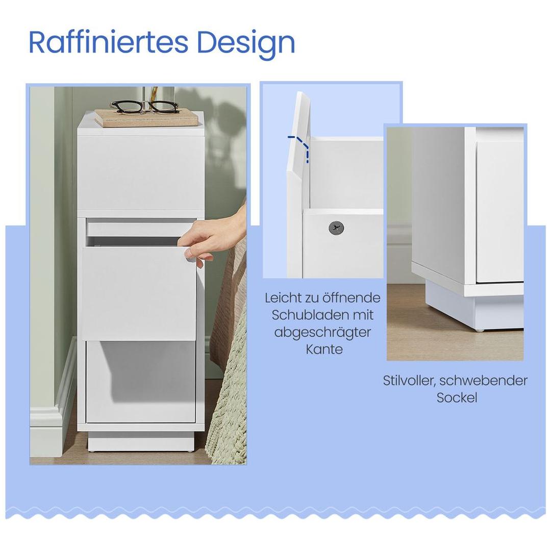 Smalle Nachtkastje met 2 Lades en Open Vak – Compacte Bijzettafel voor Slaapkamer of Woonruimte