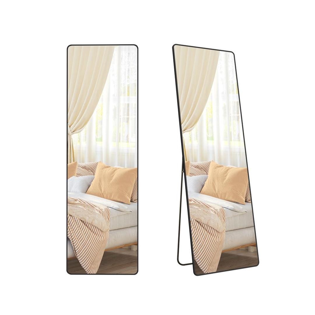 Staande Passpiegel met Aluminium Frame – Vrijstaande of Wandspiegel van Gehard Glas voor Slaapkamer, 160 × 50 cm